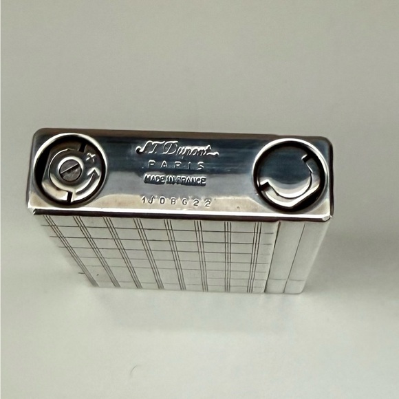 ST Dupont Ligne Silver Plated & Rectangles Design Lighter - Picture 5 of 11